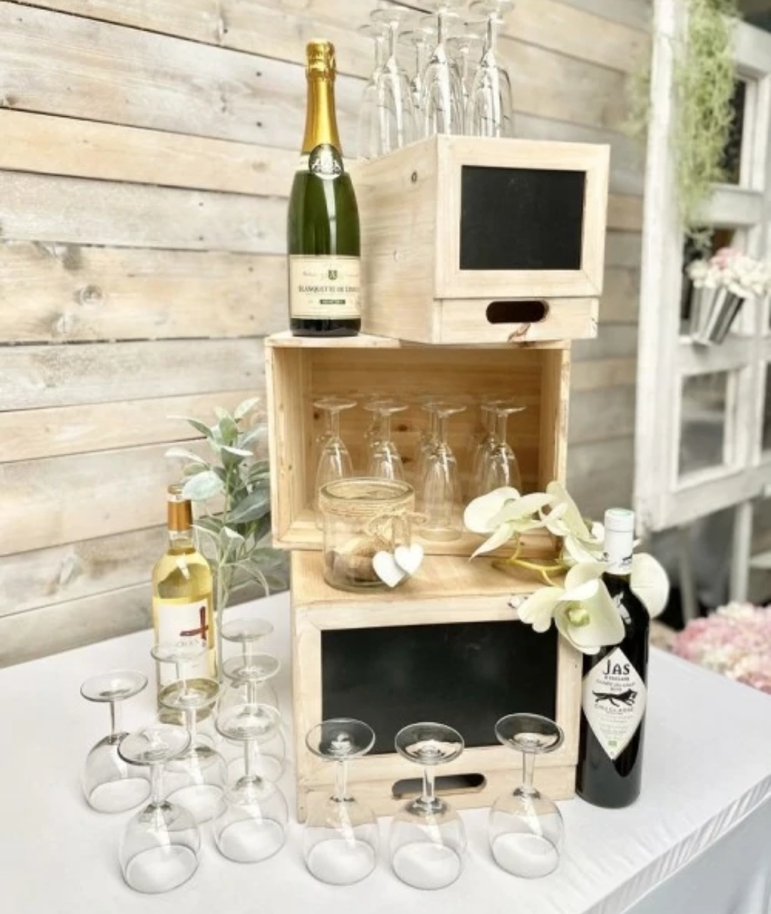 Lot de 3 caisses en bois ardoise
