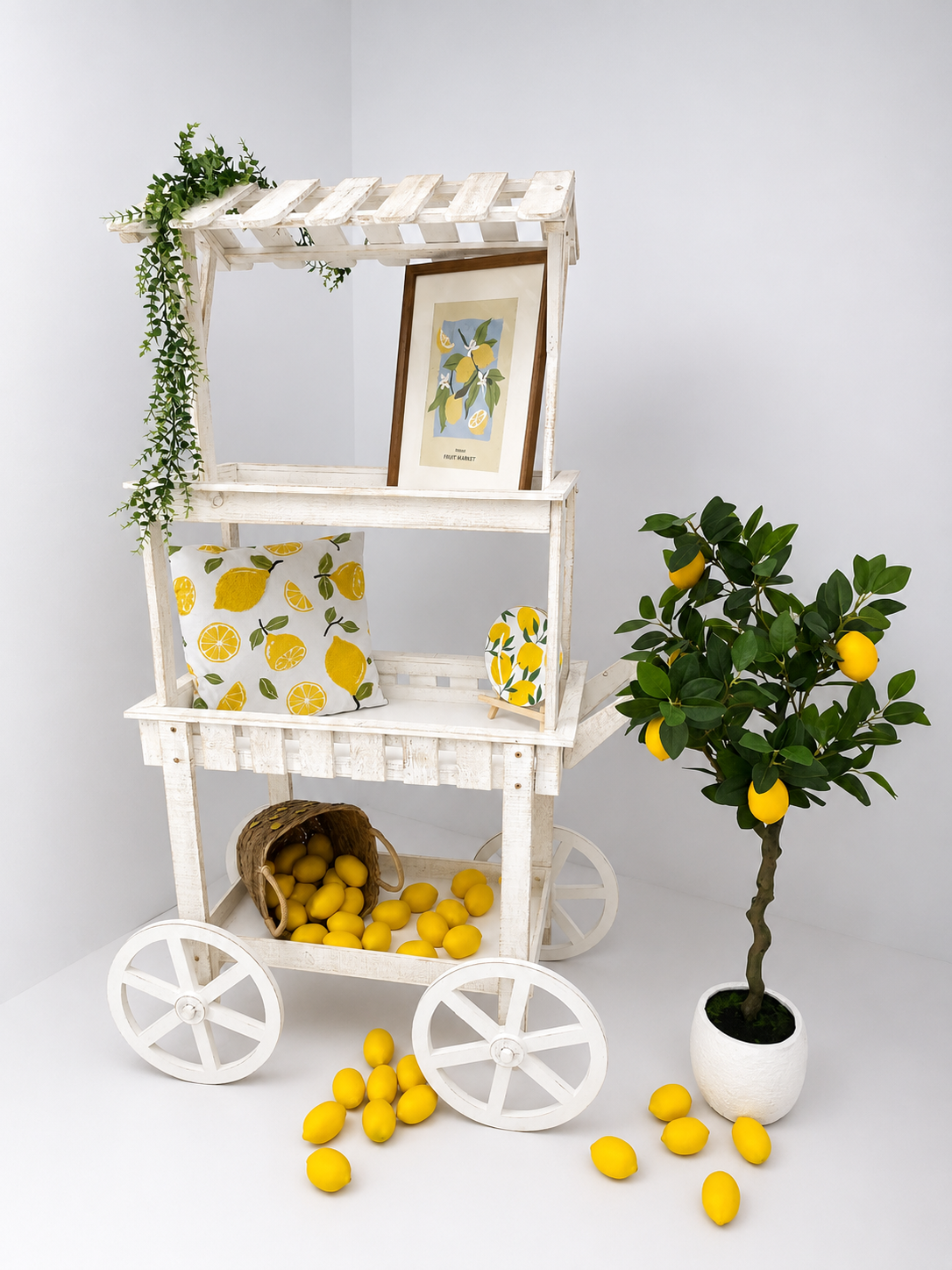 Chariot Candy Bar en bois blanc